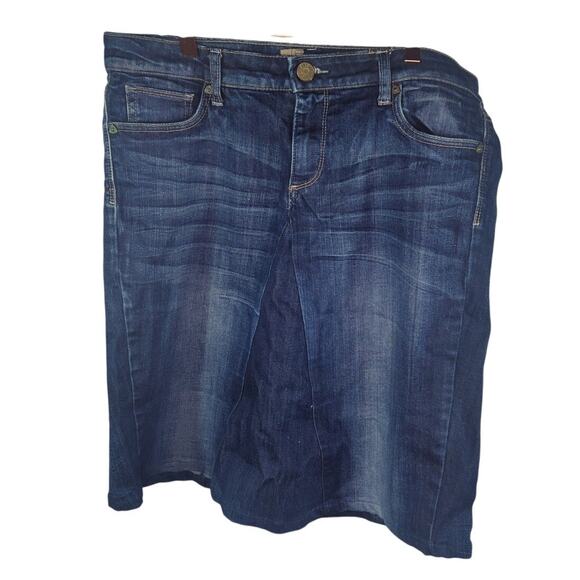 Kut From The Kloth Farrah Repurposed Denim Jean Pencil Skirt Knee Length Size 10 - Picture 1 of 6